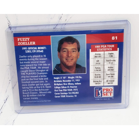 1992 Pro Set PGA Tour #81 Fuzzy Zoeller - Picture 2 of 4